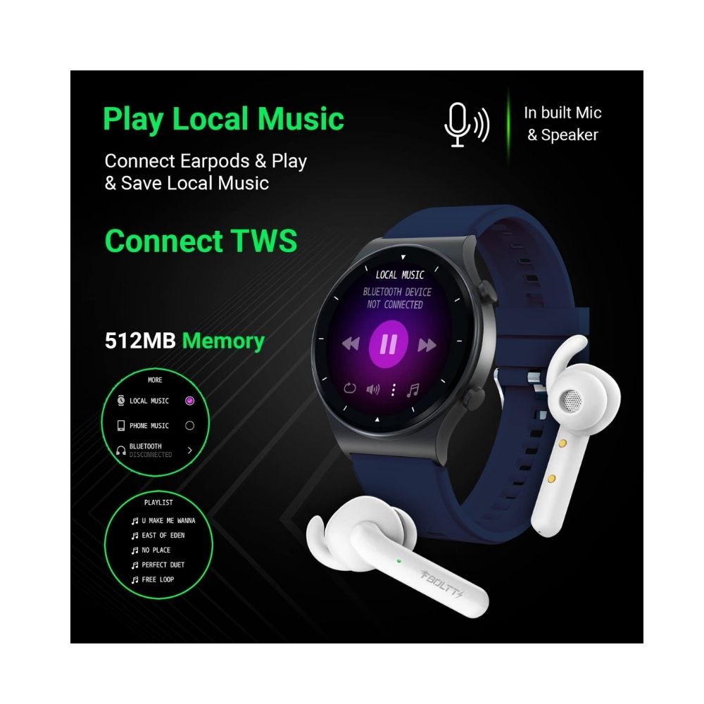 Sports Fitness Smart Watch IP68 waterproof Connect TWS Music Play